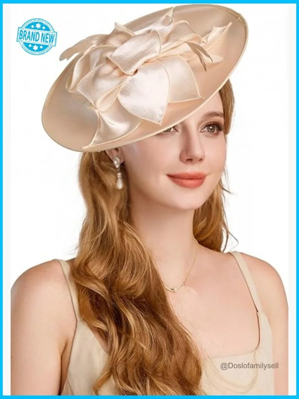 Wide Brim Fascinator Hat Headband with Flower Feathers Derby Tea Party Wedding
